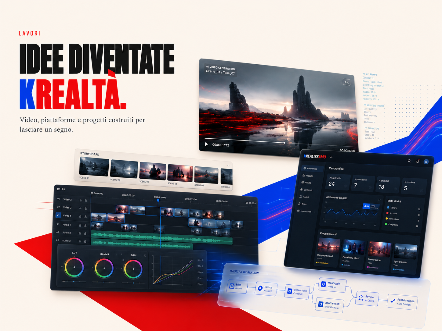 Lavori KrealizzIAmo — Idee diventate Krealtà: video AI, piattaforme e progetti